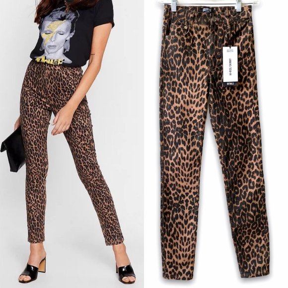 Zara Denim - ZARA Leopard Print High Rise Skinny Jeans